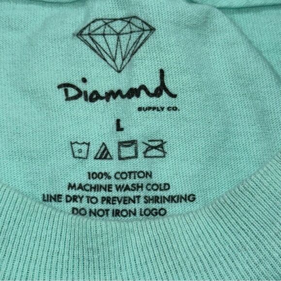 Diamond Everything Solid Tiffany light Blue 100% Cotton Short Sleeve Tee Shirt L - Picture 7 of 8